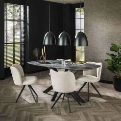 WoonStijl Eetkamertafel 180 deens ovaal zwart bruin Discount