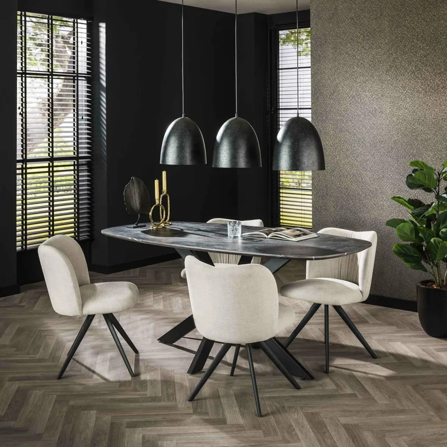 WoonStijl Eetkamertafel 180 deens ovaal zwart bruin Discount