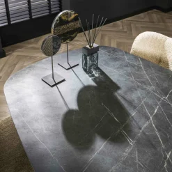 WoonStijl Eetkamertafel 180 deens ovaal zwart bruin Discount