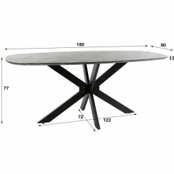 WoonStijl Eetkamertafel 180 deens ovaal zwart bruin Discount