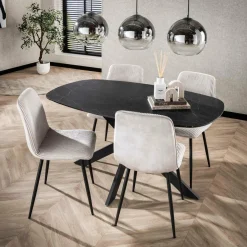 WoonStijl Eetkamertafel 150 deens ovaal zwart bruin New