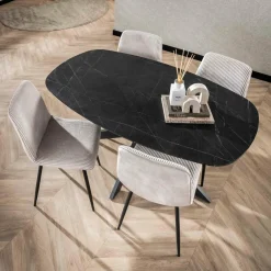 WoonStijl Eetkamertafel 150 deens ovaal zwart bruin New