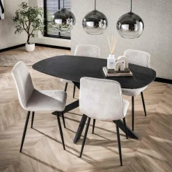 WoonStijl Eetkamertafel 150 deens ovaal zwart bruin New