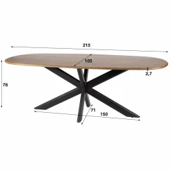 WoonStijl Eetkamertafel 215 Cliff ovale buis mango Online