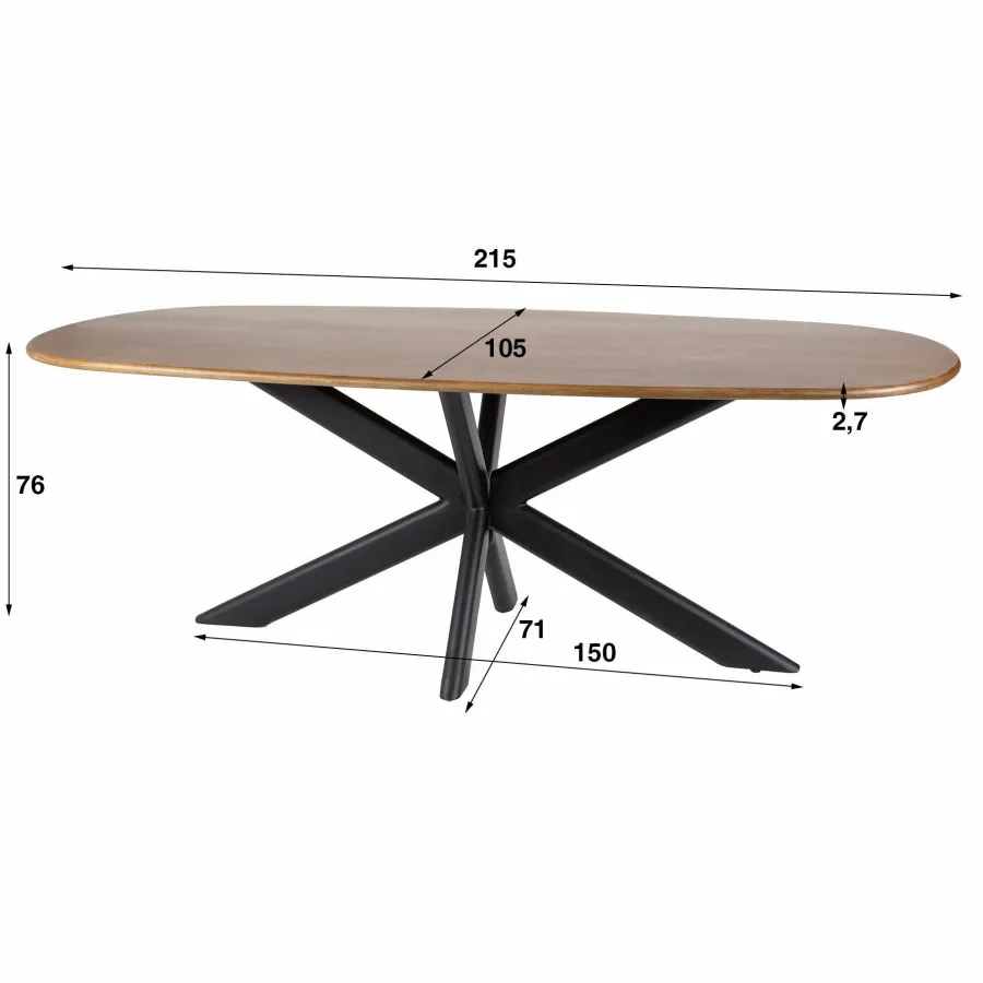 WoonStijl Eetkamertafel 215 Cliff ovale buis mango Online