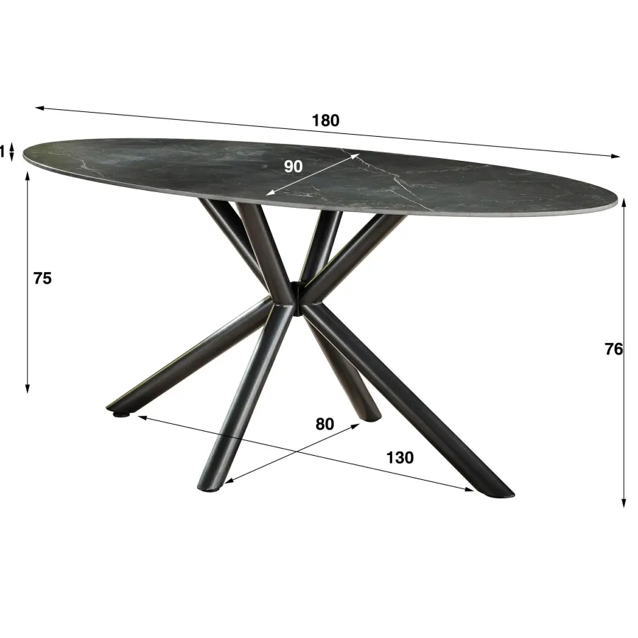 WoonStijl Eetkamertafel 180 ovaal ceramic New