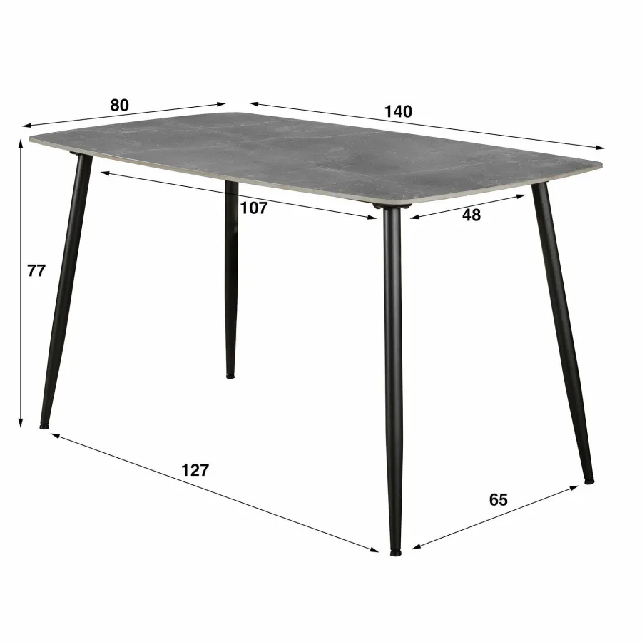 WoonStijl Eetkamertafel 140 Ceramic natural lichtgrijs