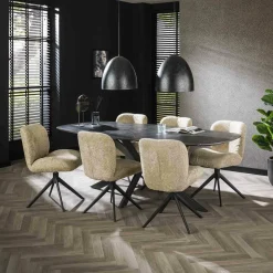 WoonStijl Eetkamertafel 215 deens ovaal zwart bruin New