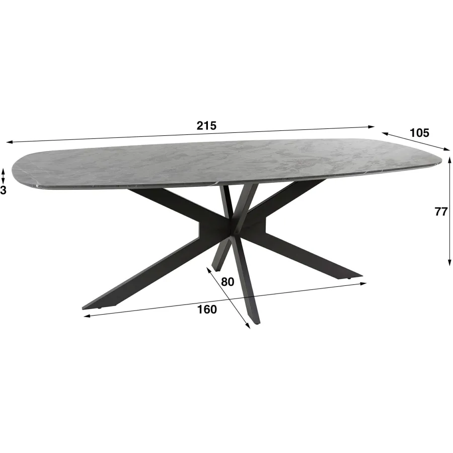 WoonStijl Eetkamertafel 215 deens ovaal zwart bruin New
