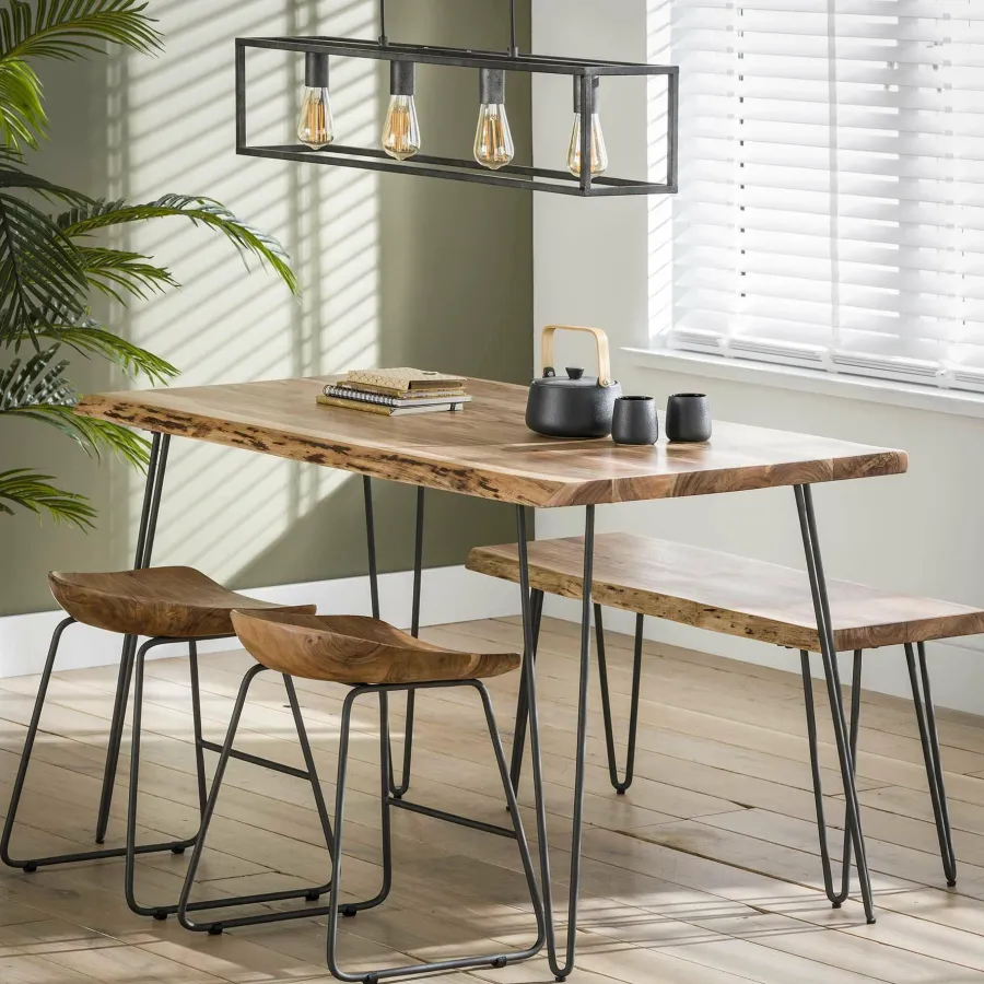 WoonStijl Eetkamertafel edge Massief acacia naturel - 130 cm Best