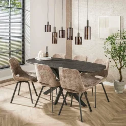 WoonStijl Eettafel 180 deens ovaal Metallic Outlet