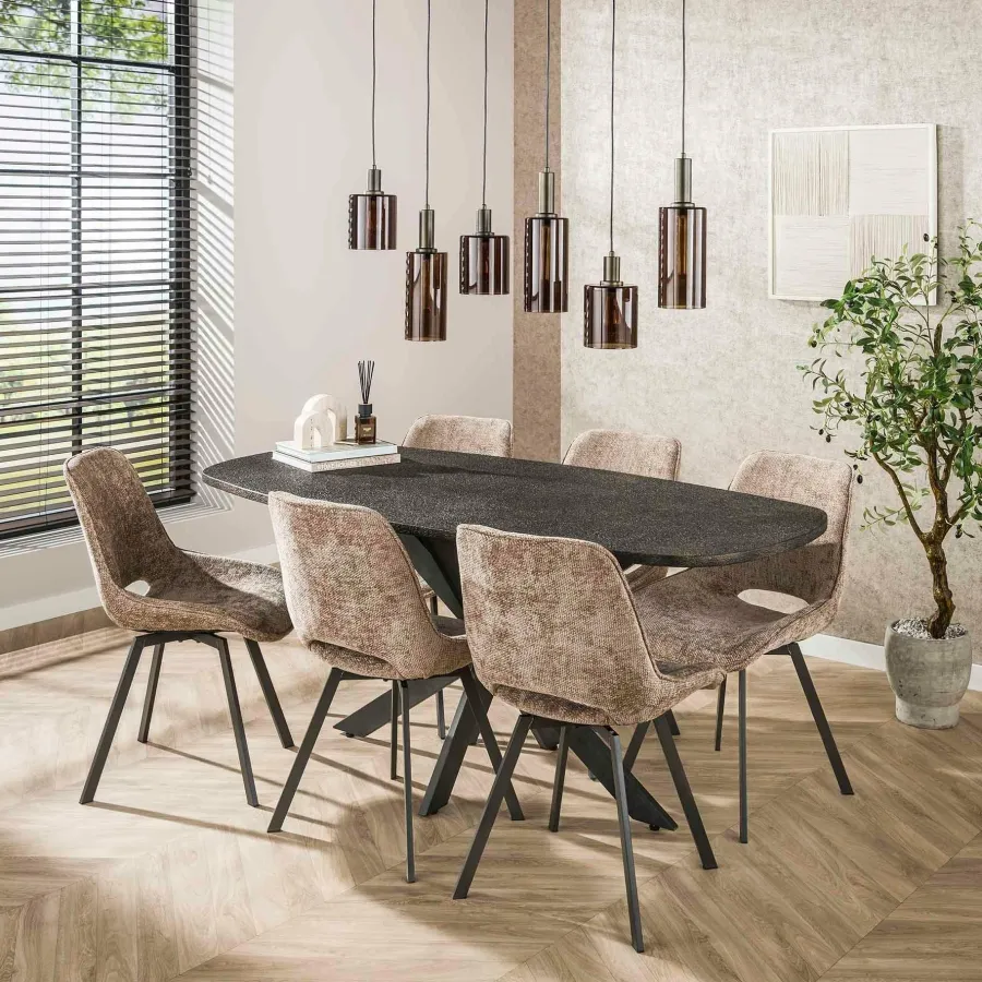 WoonStijl Eettafel 180 deens ovaal Metallic Outlet