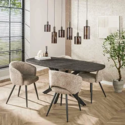 WoonStijl Eettafel 180 deens ovaal Metallic Outlet