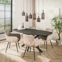 WoonStijl Eettafel 180 deens ovaal Metallic Outlet