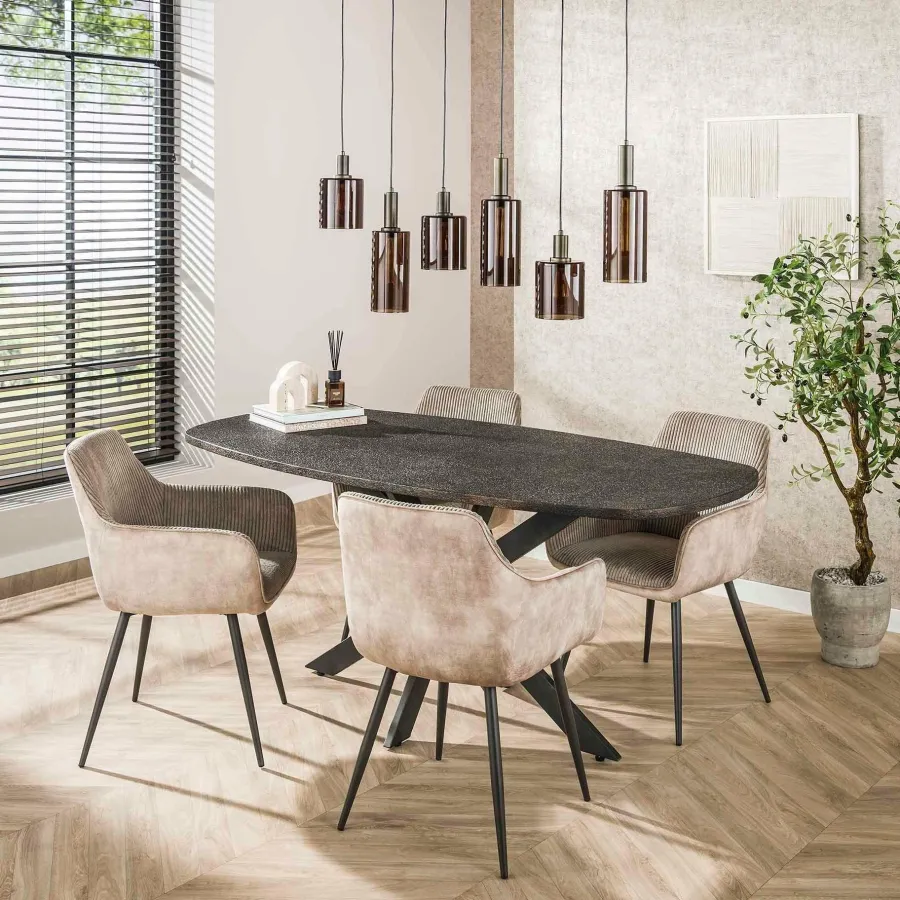 WoonStijl Eettafel 180 deens ovaal Metallic Outlet