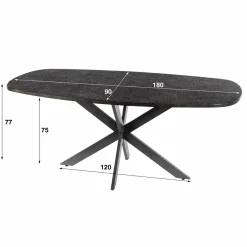 WoonStijl Eettafel 180 deens ovaal Metallic Outlet