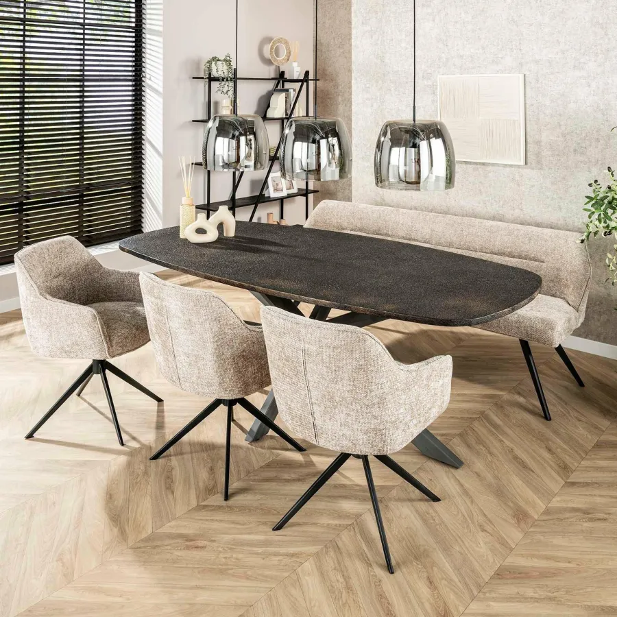 WoonStijl Eettafel 215 deens ovaal Metallic Online