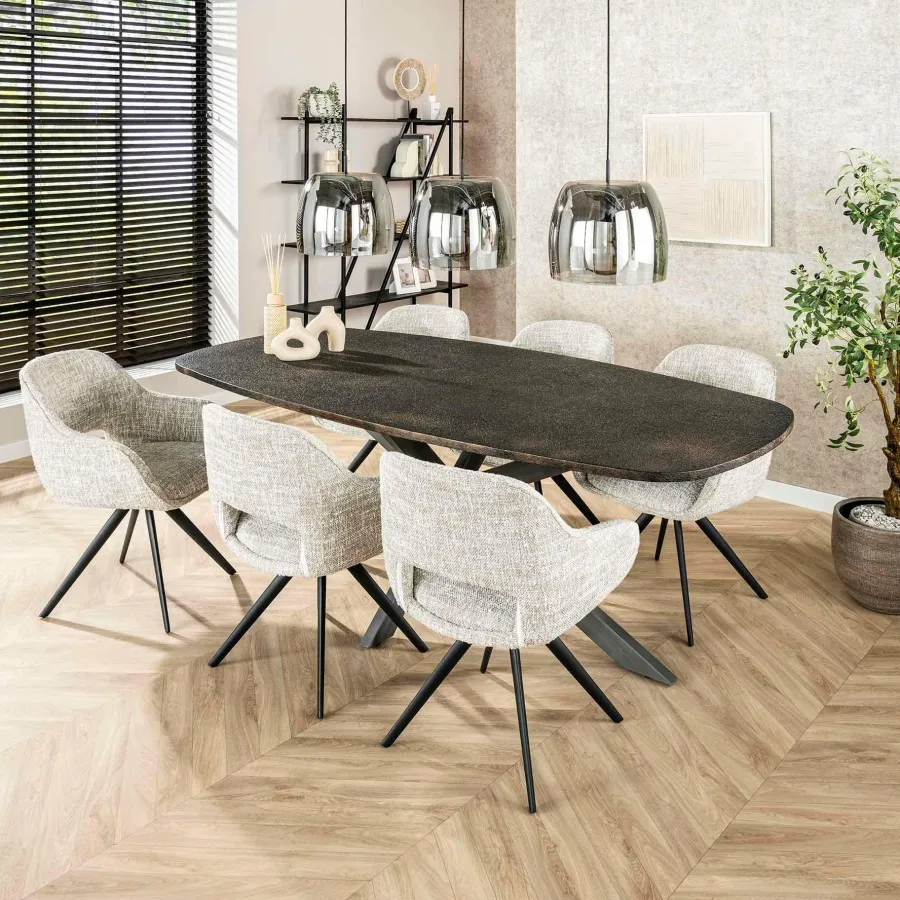 WoonStijl Eettafel 215 deens ovaal Metallic Online