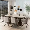 WoonStijl Eettafel Romano niervormig 215cm / 3D keramiek travertin Clearance