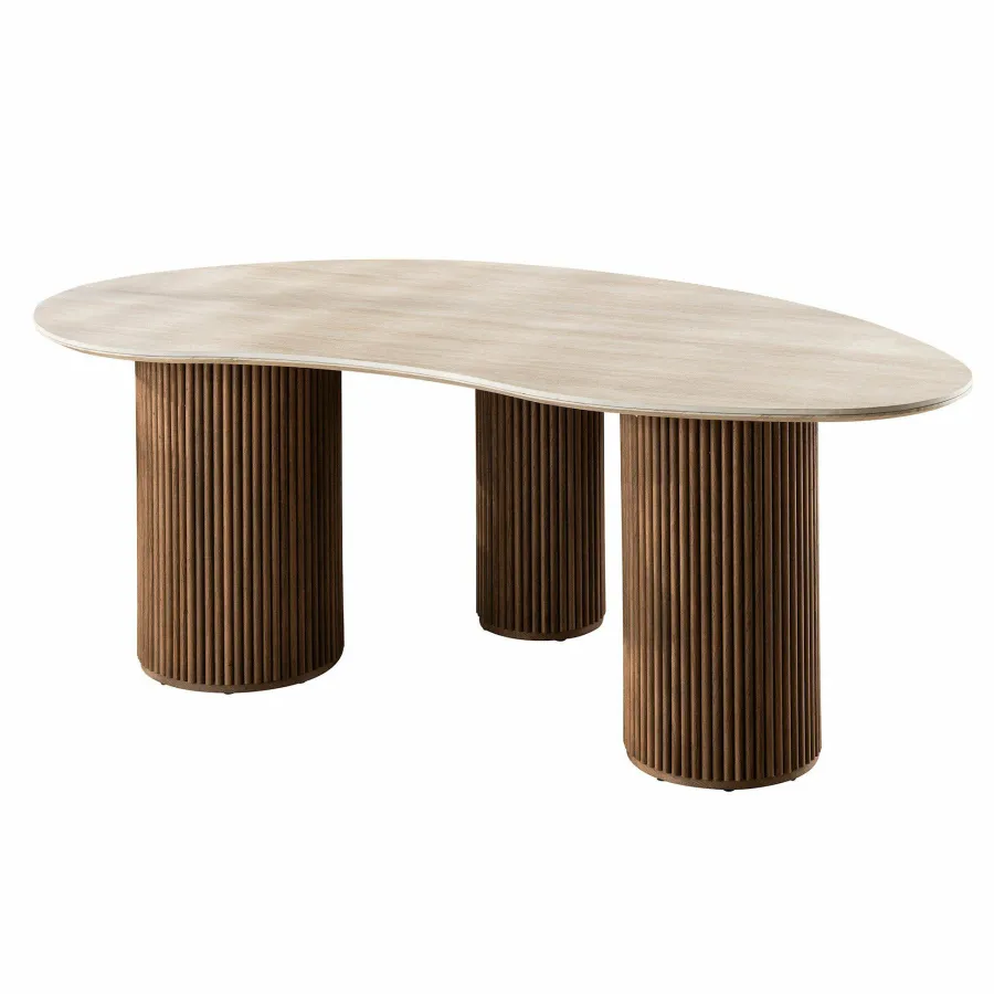 WoonStijl Eettafel Romano niervormig 215cm / 3D keramiek travertin Clearance