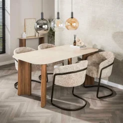 WoonStijl Eettafel Romano Curvo 180 cm Keramiek travertin Discount