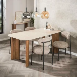 WoonStijl Eettafel Romano Curvo 180 cm Keramiek travertin Discount
