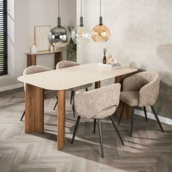 WoonStijl Eettafel Romano Curvo 180 cm Keramiek travertin Discount