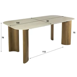 WoonStijl Eettafel Romano Curvo 180 cm Keramiek travertin Discount