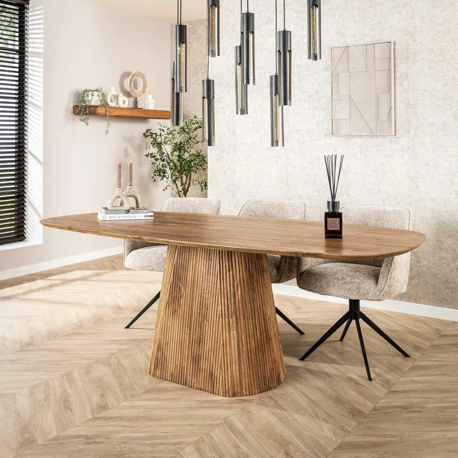 WoonStijl Eettafel Wave centrale poot 215 cm New