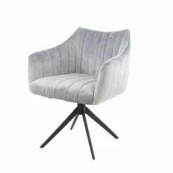 WoonStijl Eettafelstoel Cinema draaibaar zilver velvet New