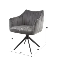WoonStijl Eettafelstoel Cinema draaibaar zilver velvet New