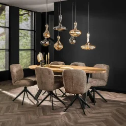 WoonStijl Eettafelstoel Comfort draaibaar Boucle Taupe New