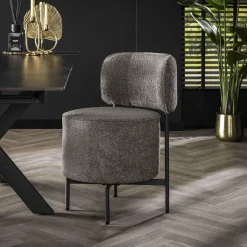 WoonStijl Eettafelstoel cocktail draaibaar Boucle grijs Discount