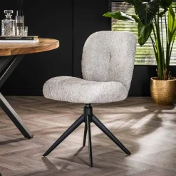 WoonStijl Eettafelstoel Comfort draaibaar Boucle Zilver Discount