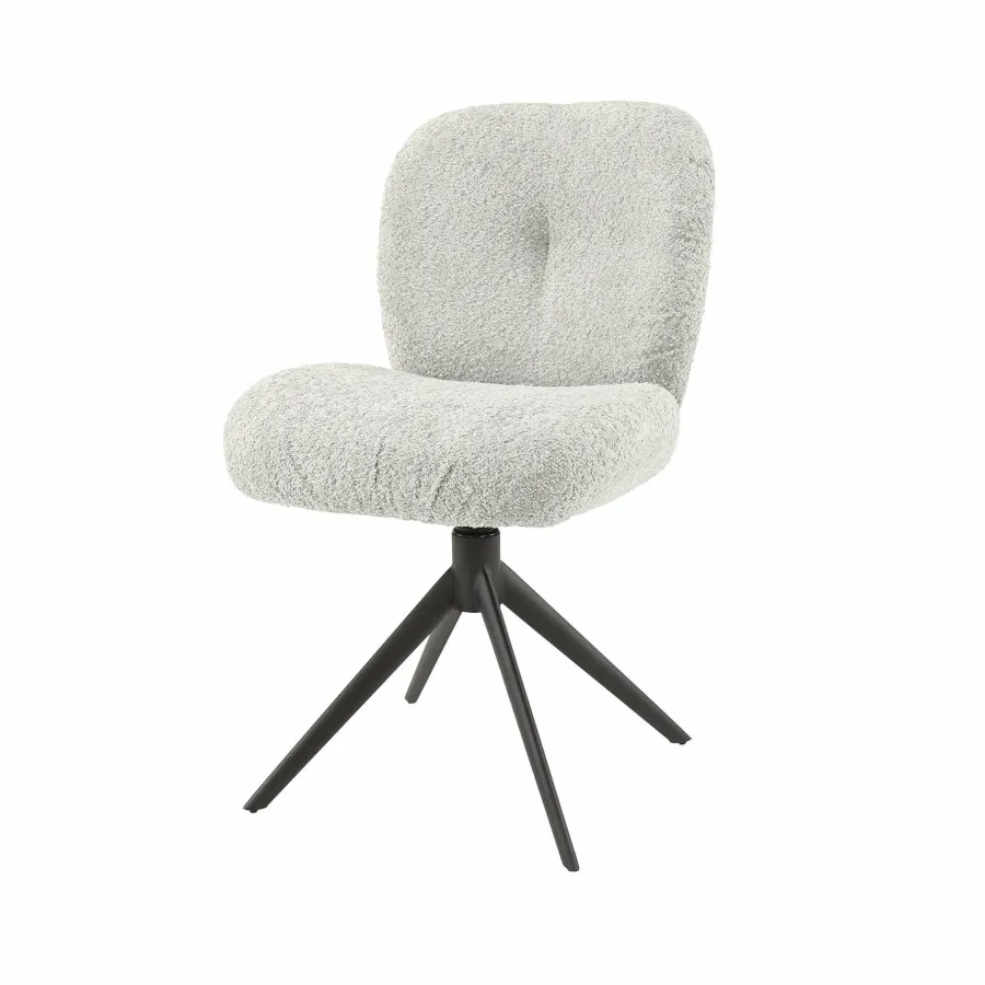 WoonStijl Eettafelstoel Comfort draaibaar Boucle Zilver Discount
