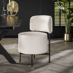 WoonStijl Eettafelstoel cocktail draaibaar Boucle wit Outlet