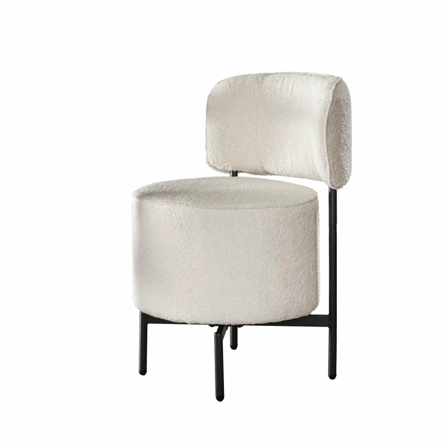 WoonStijl Eettafelstoel cocktail draaibaar Boucle wit Outlet