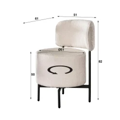 WoonStijl Eettafelstoel cocktail draaibaar Boucle wit Outlet