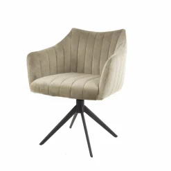 WoonStijl Eettafelstoel Cinema draaibaar champagne velvet Clearance