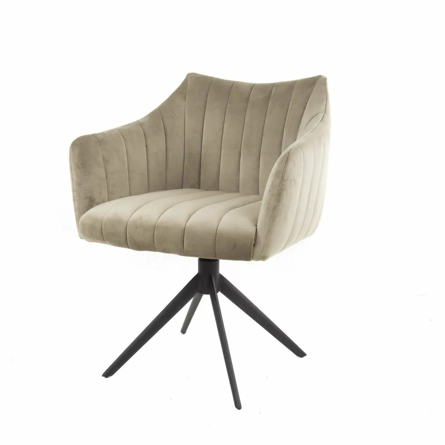 WoonStijl Eettafelstoel Cinema draaibaar champagne velvet Clearance