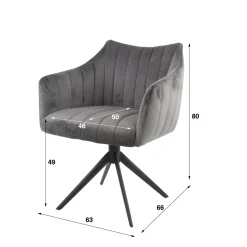 WoonStijl Eettafelstoel Cinema draaibaar champagne velvet Clearance