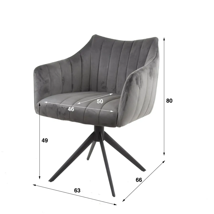 WoonStijl Eettafelstoel Cinema draaibaar champagne velvet Clearance