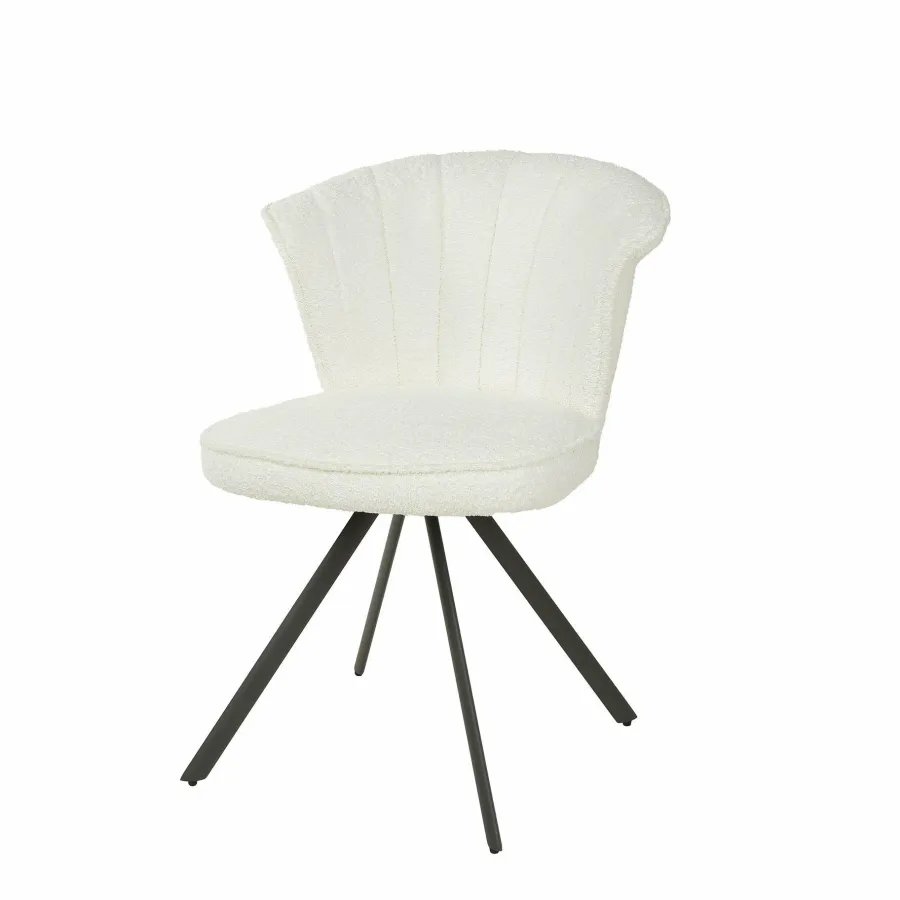 WoonStijl Eettafelstoel halfronde rug spring boucle wit - Set van 2 stoelen Sale
