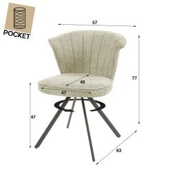 WoonStijl Eettafelstoel halfronde rug spring boucle wit - Set van 2 stoelen Sale