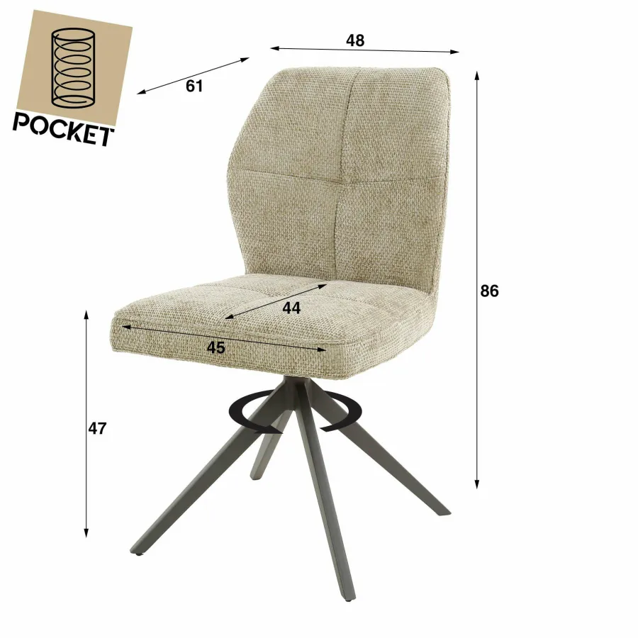 WoonStijl Eettafelstoel hoge rug Spring Polo zandkleur showroommodellen Best