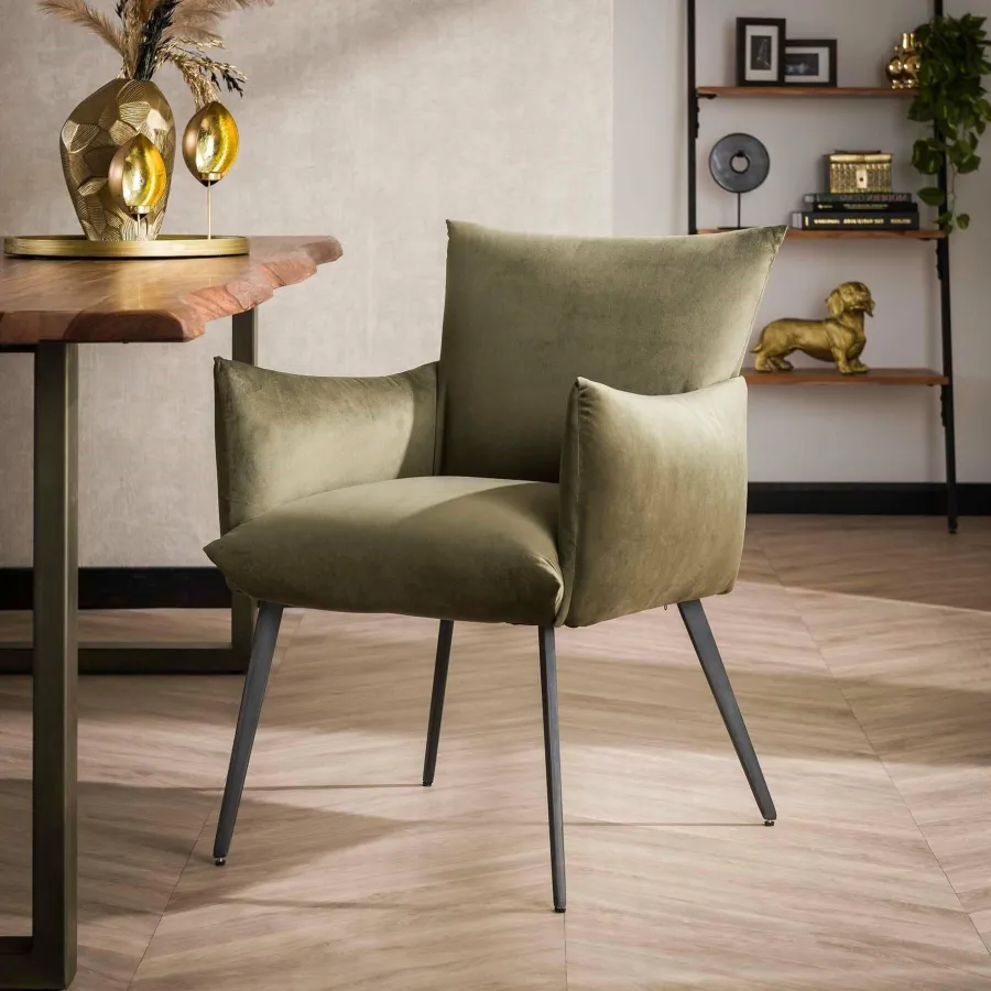 WoonStijl Eettafelstoel Lobby velvet groen New