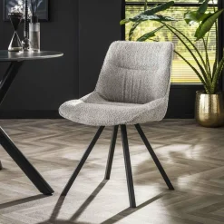 WoonStijl Eettafelstoel Plooi Boucle zilverkleurig