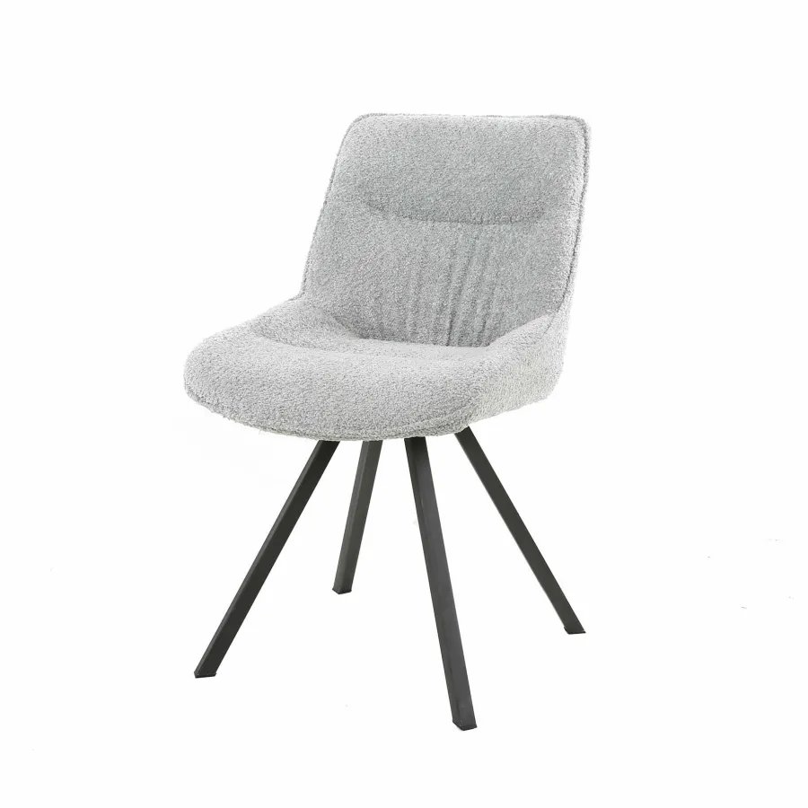 WoonStijl Eettafelstoel Plooi Boucle zilverkleurig