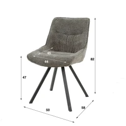 WoonStijl Eettafelstoel Plooi Boucle zilverkleurig