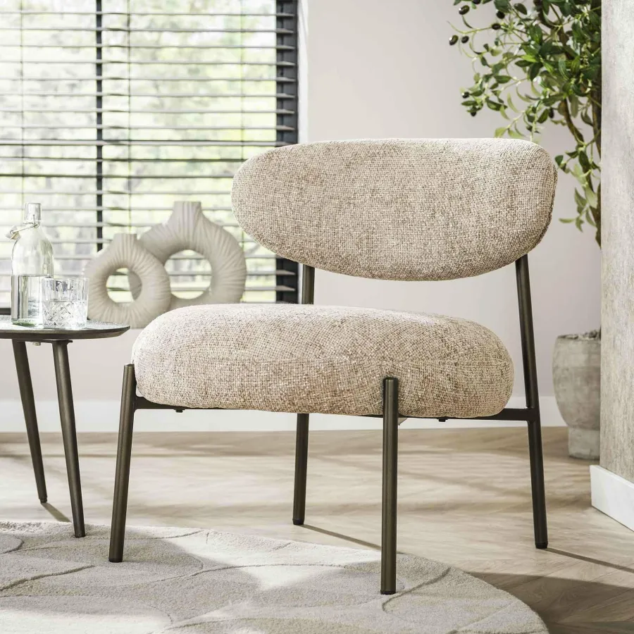 WoonStijl Fauteuil Round - Tissee cargo zandkleur Outlet